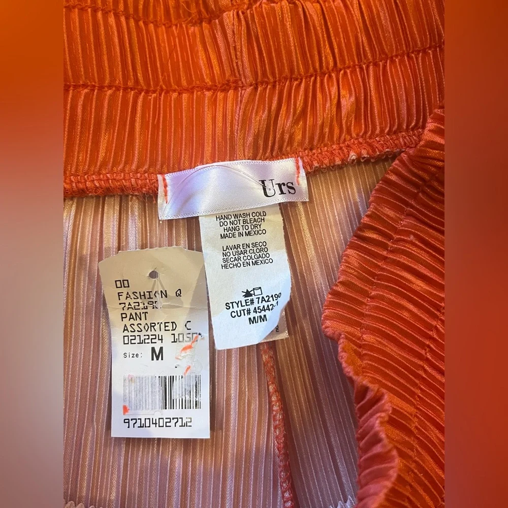 Ombré pleated wide leg pants. Smocked stretchy waist. Purple pink orange. M. NWT - Picture 7 of 7